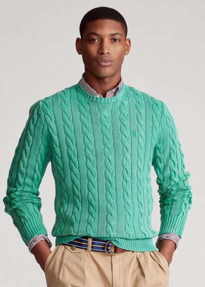 Sueter Polo Ralph Lauren Hombre Verdes - Cable-Knit Cotton - OJHPW3095